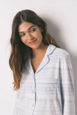 Women'secret Pijamas-Pijama pijama comprido de lã polar com borda azul