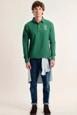Valecuatro Polos-Pólo masculino com escudo espanhol intenso Verde