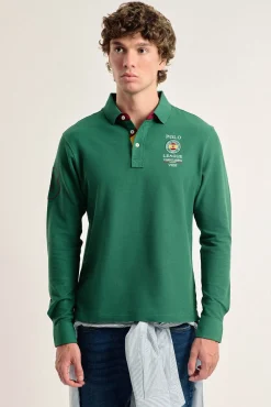 Valecuatro Polos-Pólo masculino com escudo espanhol intenso Verde