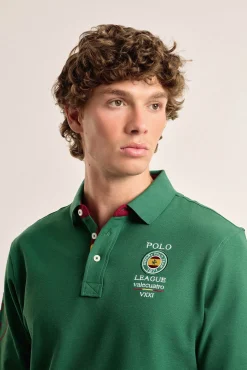 Valecuatro Polos-Pólo masculino com escudo espanhol intenso Verde