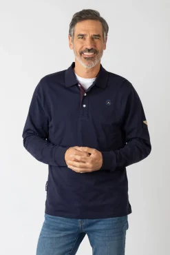 Privata Polos-Polo básica de manga comprida Azul