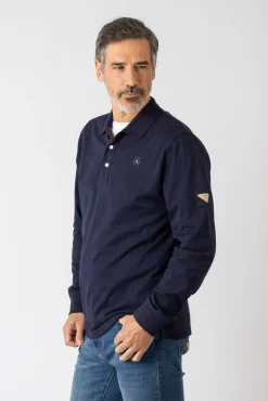 Privata Polos-Polo básica de manga comprida Azul