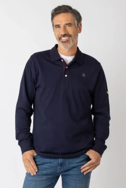 Privata Polos-Polo básica de manga comprida Azul