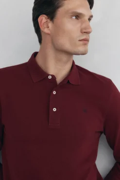 Pedro del Hierro Polos-Polo básico de manga comprida Bordeaux