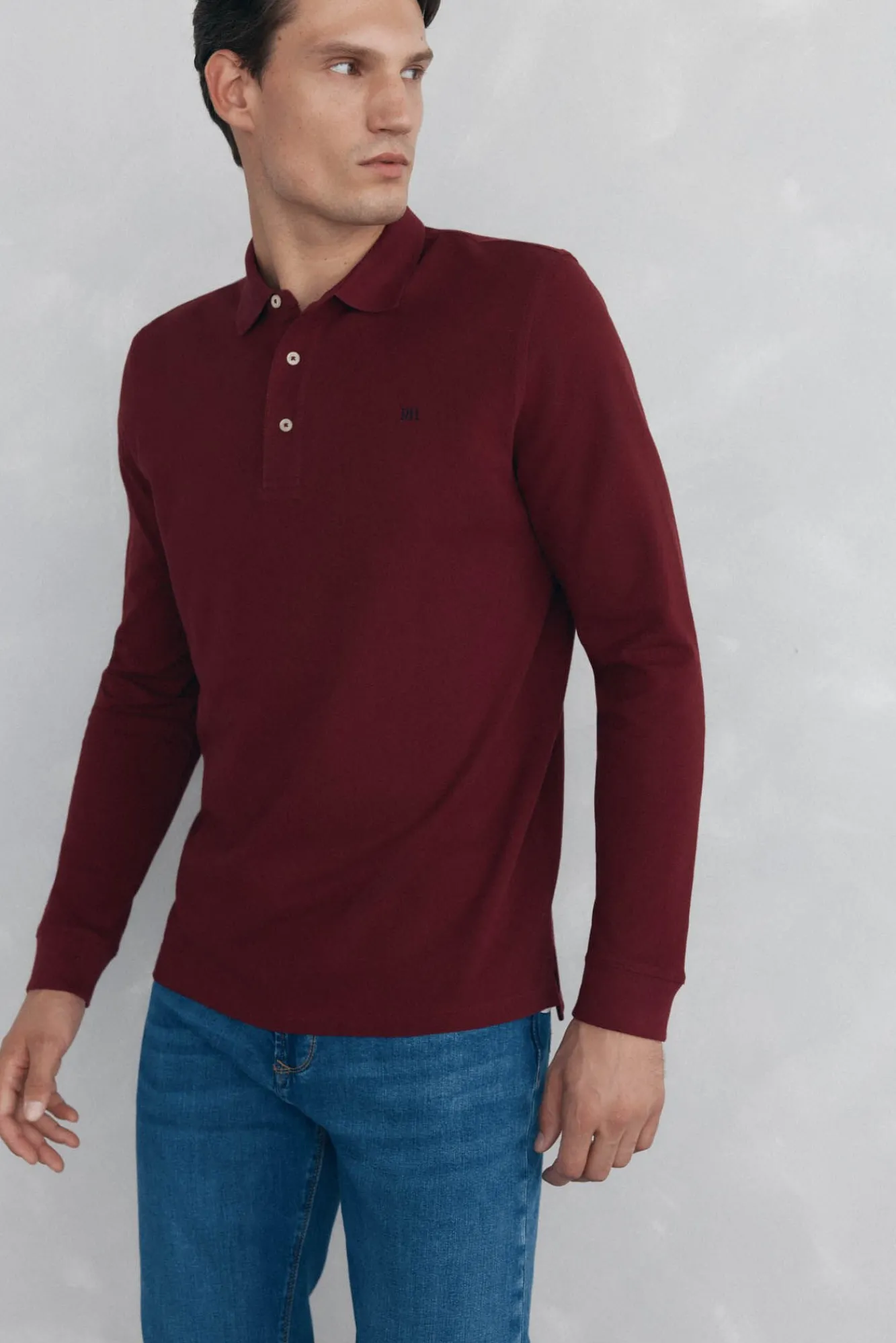 Pedro del Hierro Polos-Polo básico de manga comprida Bordeaux