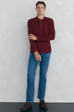 Pedro del Hierro Polos-Polo básico de manga comprida Bordeaux