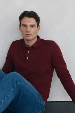 Pedro del Hierro Polos-Polo básico de manga comprida Bordeaux