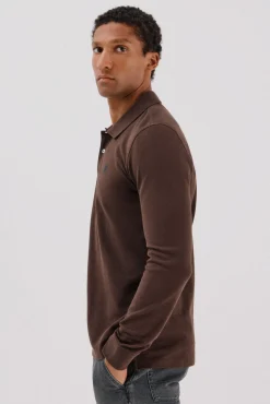 Cortefiel Polos-Polo básico de manga comprida Castanho