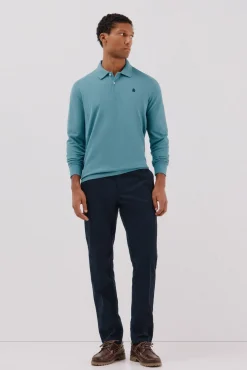 Cortefiel Polos-Polo básico de manga comprida Azul