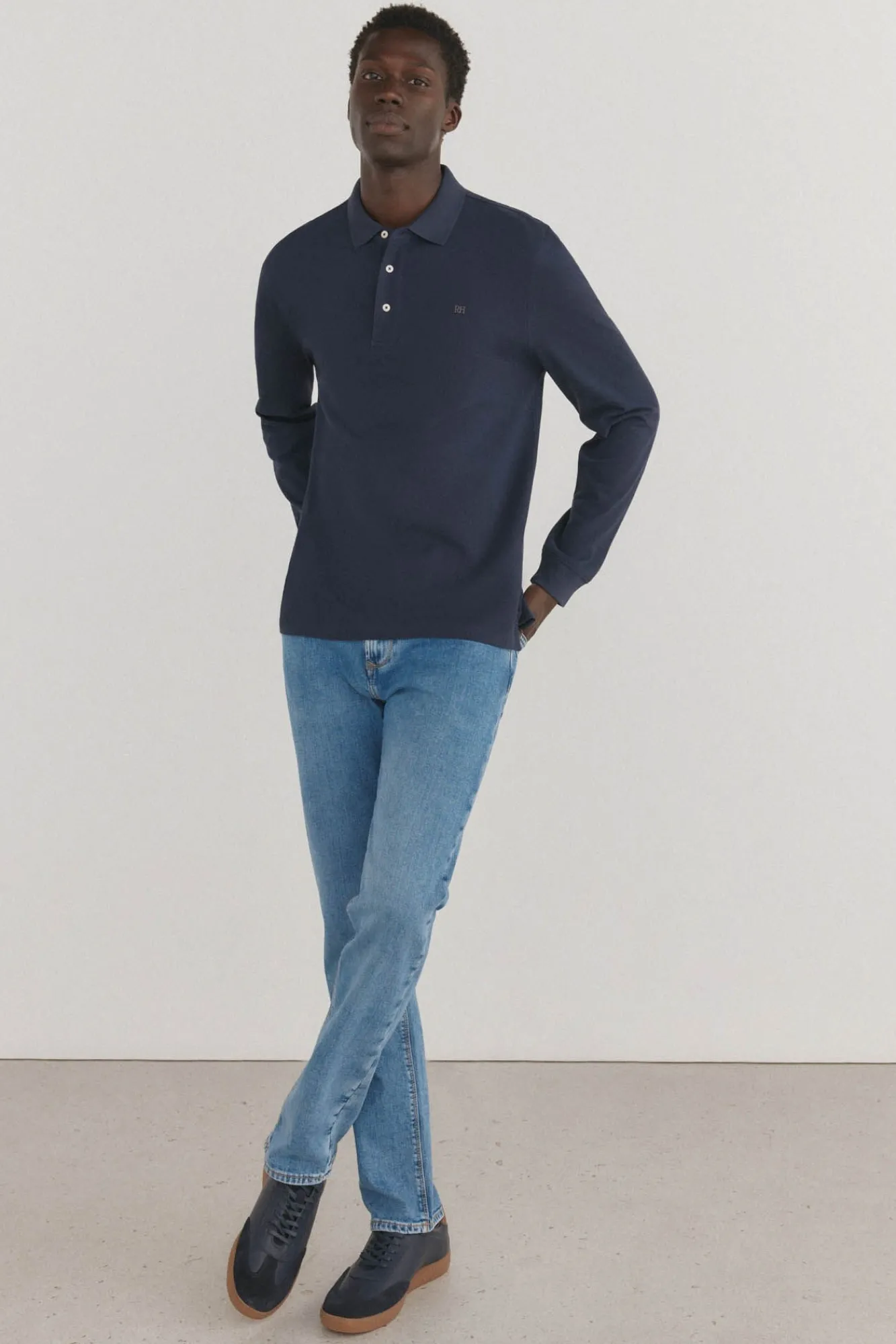 Pedro del Hierro Polos-Polo básico de manga comprida Azul