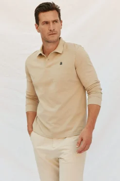 Cortefiel Polos-Polo básico de manga comprida Tostado