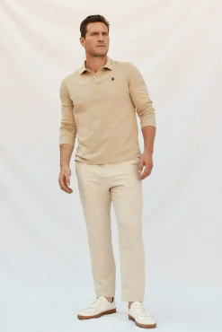 Cortefiel Polos-Polo básico de manga comprida Tostado