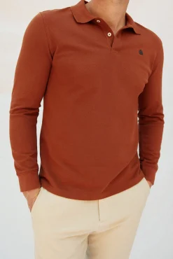 Cortefiel Polos-Polo básico de manga comprida Vermelho