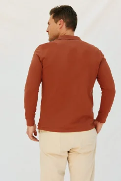 Cortefiel Polos-Polo básico de manga comprida Vermelho