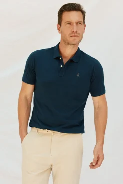 Cortefiel Polos-Polo básico piqué Azul