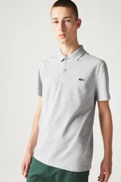 Lacoste Polos-Polo com bordado de crocodilo costurado Cinzento