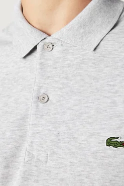 Lacoste Polos-Polo com bordado de crocodilo costurado Cinzento