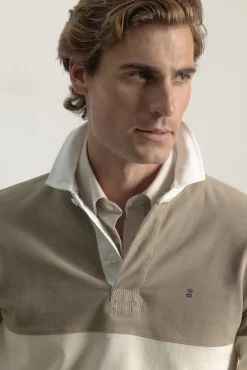 PuroEGO Polos-Polo com listras largas contrastantes em pedra Castanho