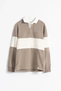 PuroEGO Polos-Polo com listras largas contrastantes em pedra Castanho
