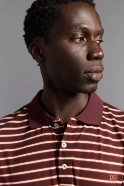 Pedro del Hierro Polos|Desporto-Polo de golfe riscas Bordeaux