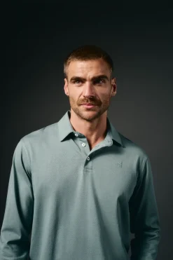 OOTO Polos|T-Shirts-Polo de mão longa Azul