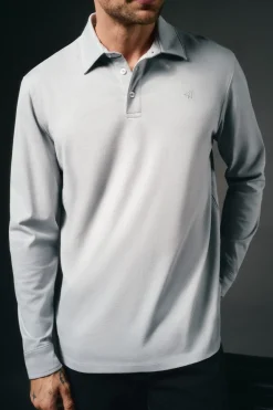 OOTO Polos|T-Shirts-Polo de mão longa Cinzento