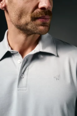 OOTO Polos|T-Shirts-Polo de mão longa Cinzento