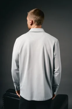 OOTO Polos|T-Shirts-Polo de mão longa Cinzento