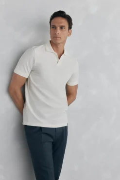 Pedro del Hierro Polos-Polo estrutura jacquard Ecru