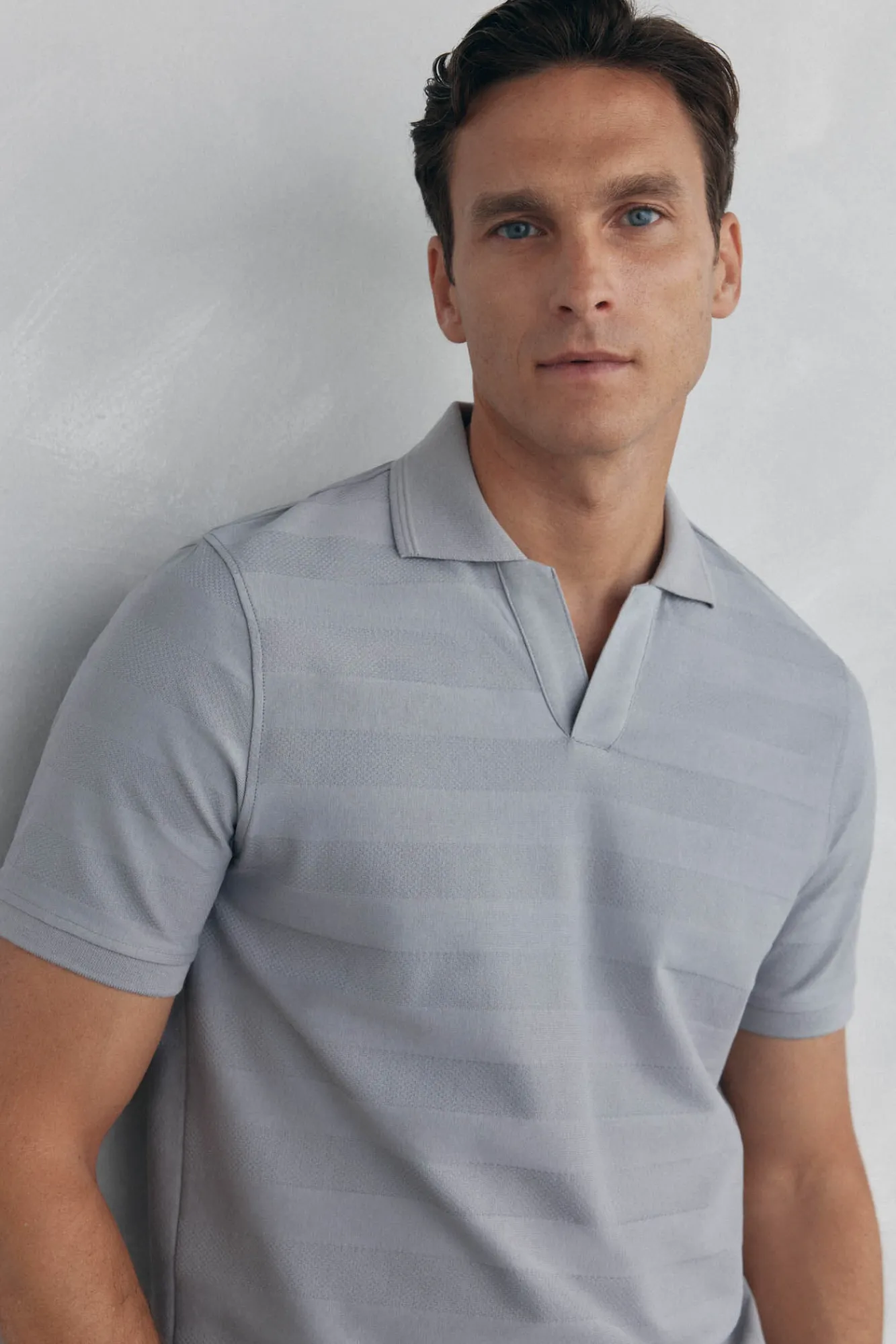 Pedro del Hierro Polos-Polo estrutura jacquard Cizento