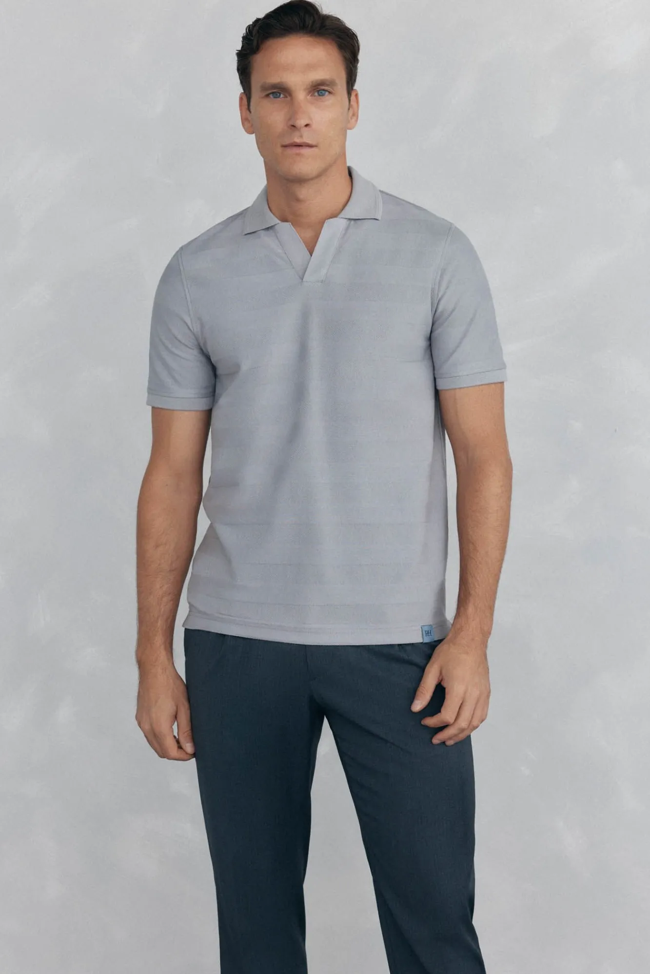 Pedro del Hierro Polos-Polo estrutura jacquard Cizento