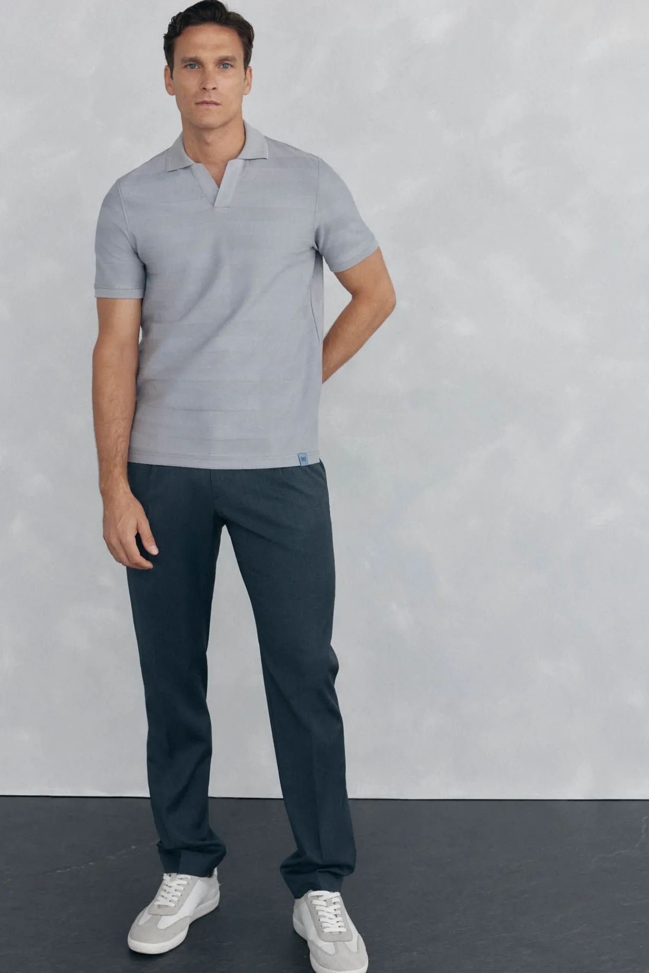 Pedro del Hierro Polos-Polo estrutura jacquard Cizento