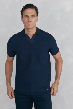Pedro del Hierro Polos-Polo estrutura jacquard Azul