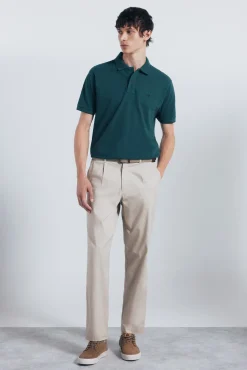 Springfield Polos-Polo piqué chique com gola canelada de corte regular verde