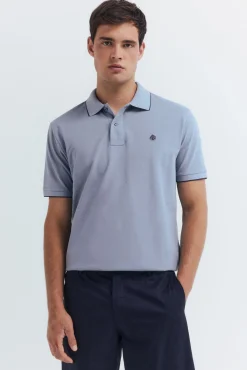 Springfield Polos-Polo piqué chique com gola canelada de corte regular azul