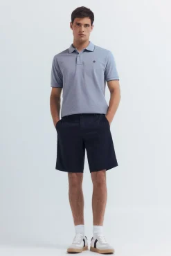Springfield Polos-Polo piqué chique com gola canelada de corte regular azul