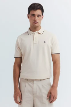 Springfield Polos-Polo piqué chique com gola canelada de corte regular bege