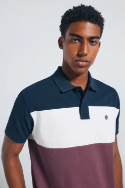Springfield Polos-Polo piqué color block de corte regular azul