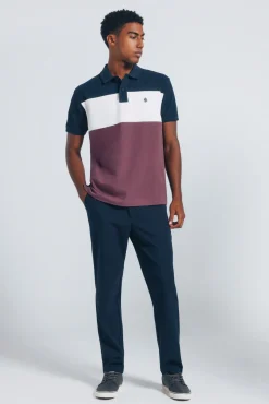 Springfield Polos-Polo piqué color block de corte regular azul