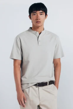 Springfield Polos-Polo piqué com gola mao regular fit bege