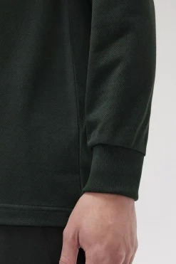 Fred Perry Polos-Polo piqué de manga comprida masculina Verde