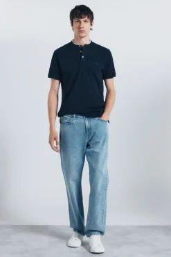 Springfield Polos-Polo piqué gola mao slim fit azul