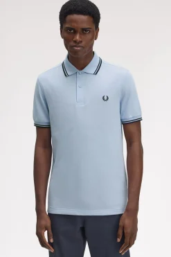 Fred Perry Polos-Polo piqué masculina de manga curta Azul
