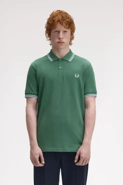 Fred Perry Polos-Polo piqué masculina de manga curta Verde