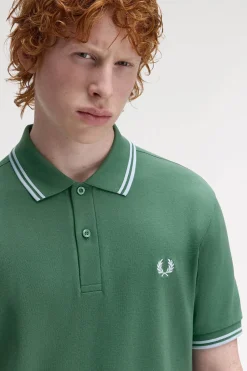 Fred Perry Polos-Polo piqué masculina de manga curta Verde