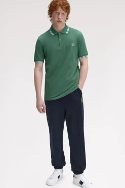 Fred Perry Polos-Polo piqué masculina de manga curta Verde