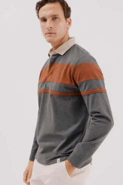 Cortefiel Polos-Polo rugby blocos Cinzento