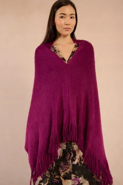 Molly Bracken Sobretudos-Poncho assimétrico com franjas Roxo