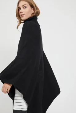 Vila Sobretudos-Poncho de malha com gola alta Preto