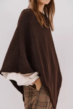 Cortefiel Sobretudos-Poncho de toque suave Castanho